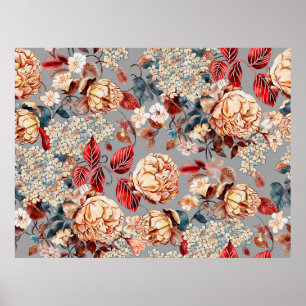 Poster Floral sans couture motif, arrière - plan Art nouv