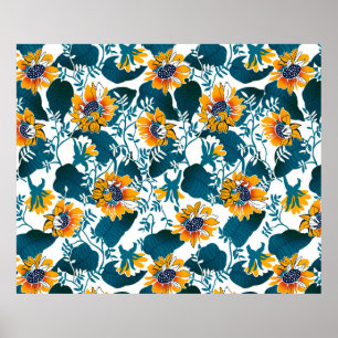 Poster Floral sans couture motif, arrière - plan Art nouv