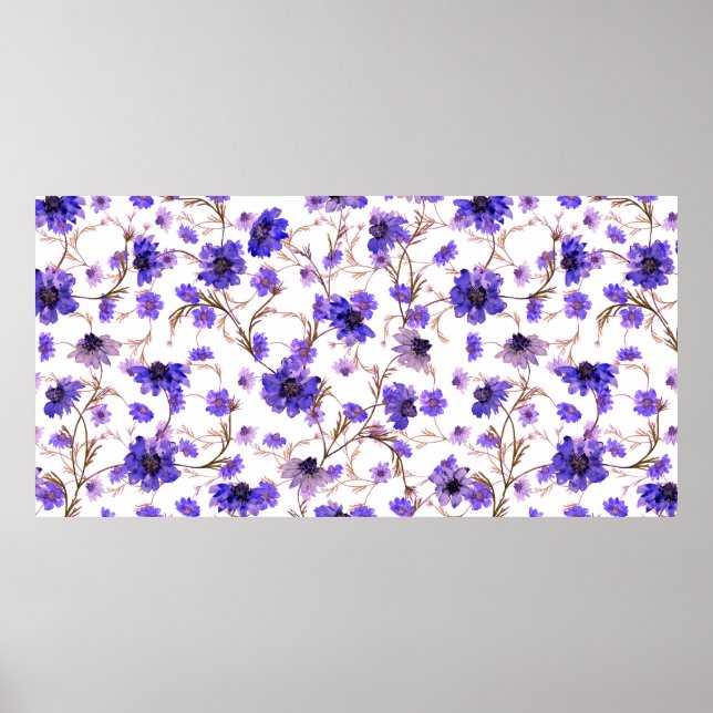 Poster Floral sans couture motif avec fleurs marigold (Devant)