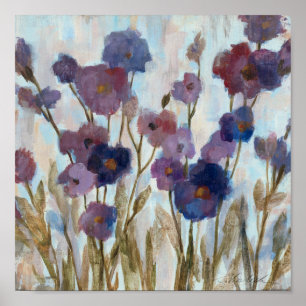 Poster Floral soustrait dans le pourpre