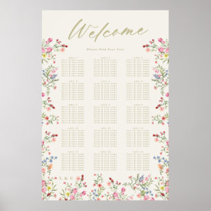 Poster Floral Spring Wedding Welcome Seating Chart
