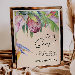 Poster Floral tropical coloré   Hashtag Peach Oh Snap