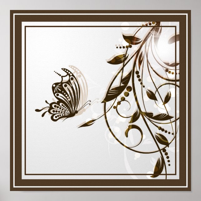 Poster-Floral und Schmetterlinge Poster (Vorne)