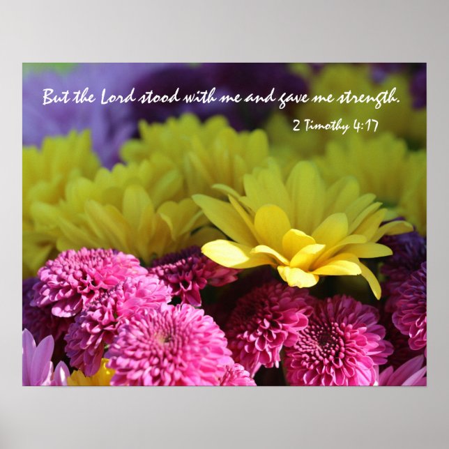 Poster floral, Verse biblique sur la force de Dieu (Devant)
