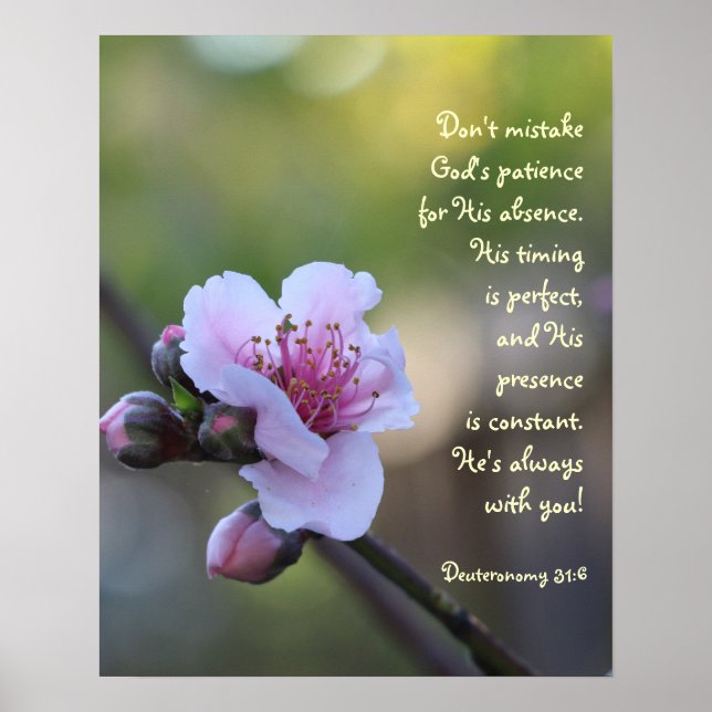 Poster floral w Verse de Deuteronomy 31:6 (Devant)