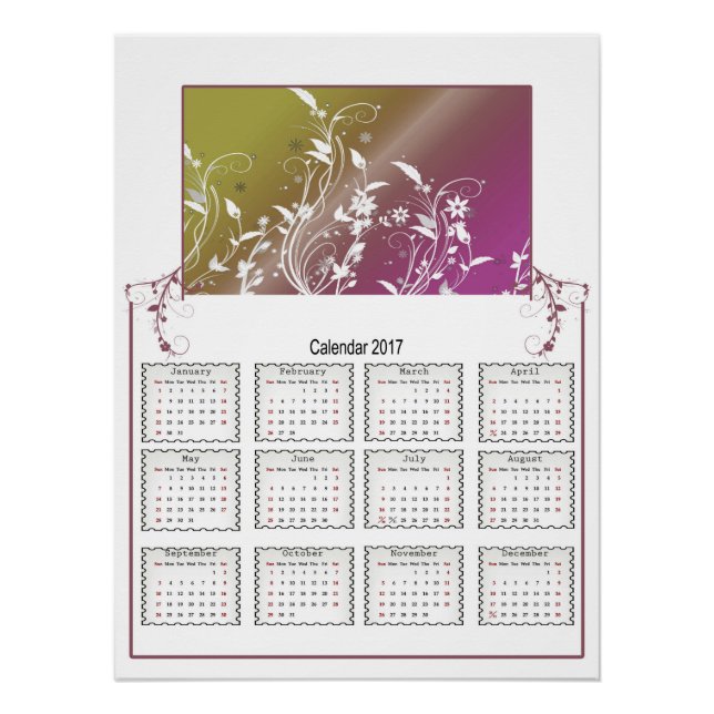 Poster Floral Wall Calendar 2017 (Devant)
