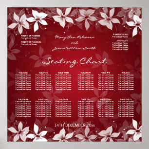 Poster Floral Wedding Seating Chart Exotic Blooms Red
