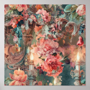 Poster Florales colorées Rococo