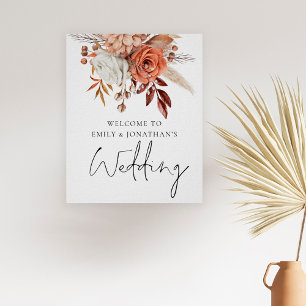 Poster Florales d'automne rustiques Bienvenue au Mariage