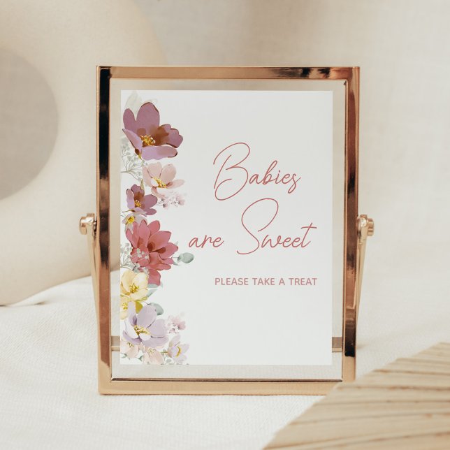 Poster Florals Baby Bloom Baby shower Les bébés sont doux (Spring Wildflower Baby Shower Babies are Sweet Sign)