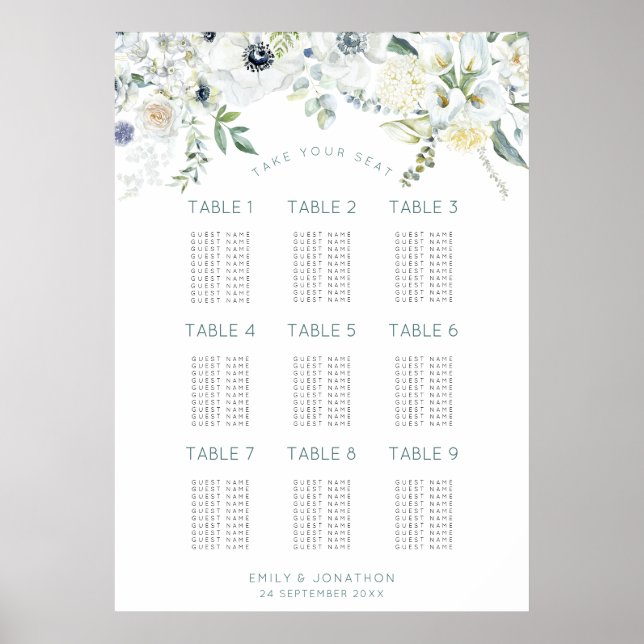 Poster Florals Eucalyptus 9 Tableaux 90 Places assises (Devant)