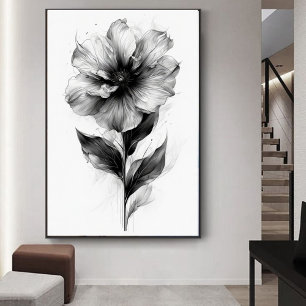 Poster Flore Abstraite en noir