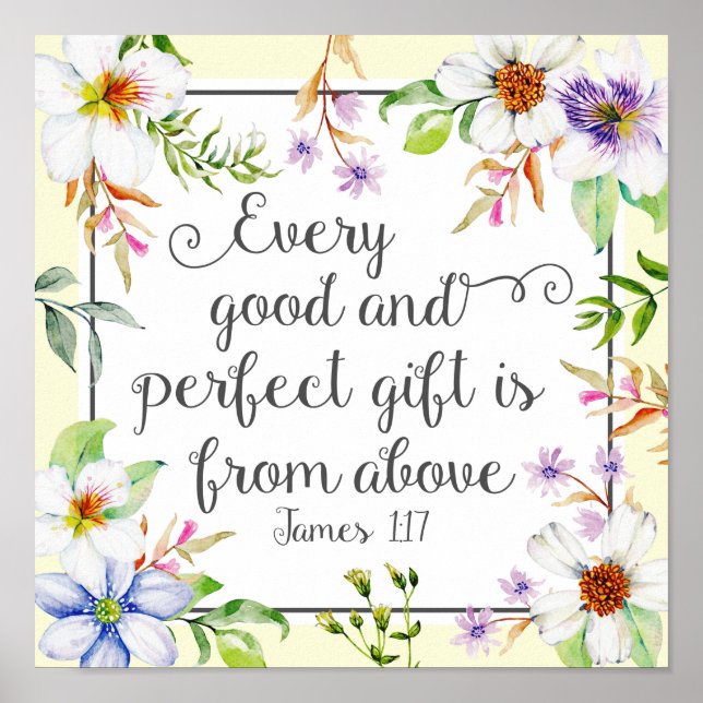 Poster Flore blanche Tous les bons et parfaits cadeaux (Devant)