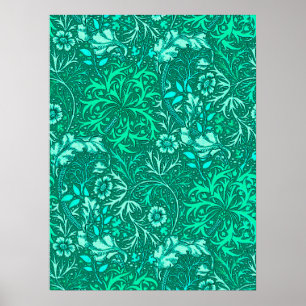Poster Flore d'algues Art nouveau, turquoise et aqua