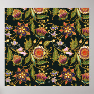 Poster Flore décorative : Acrylique Golden Purple.