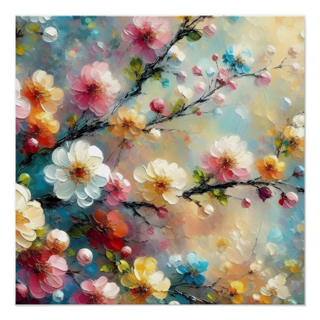 Poster Flore élégante et vibrante - Fleur avec éclat de c (Devant)