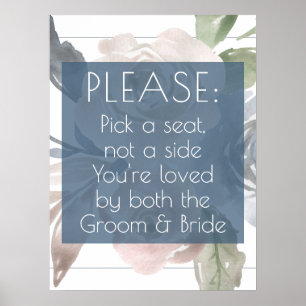 Poster Flore poussiéreux   Fumé Bleu rose Siège de sélect