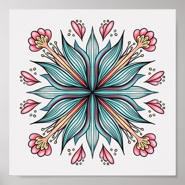 Poster Flore printanière : géométrique (Devant)