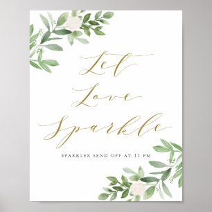 Poster Flore verte et blanche Laissez l'amour Étincelle M
