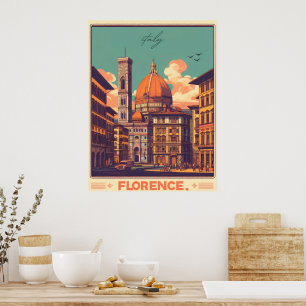 Poster Florence, firenze italie cadeaux de voyage