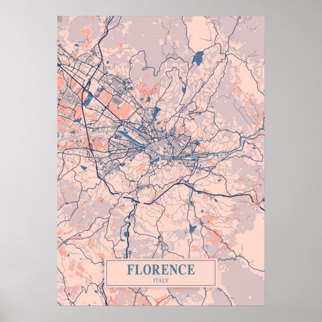 Poster Florence - Italie Béezy City Carte (Devant)