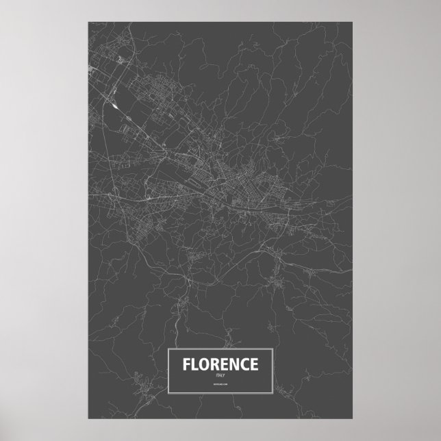 Poster Florence, Italie (blanc sur noir) (Devant)