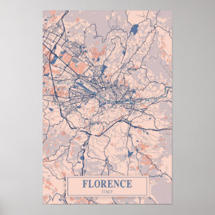 Poster Florence Italie Carte de la ville venteuse Voyage