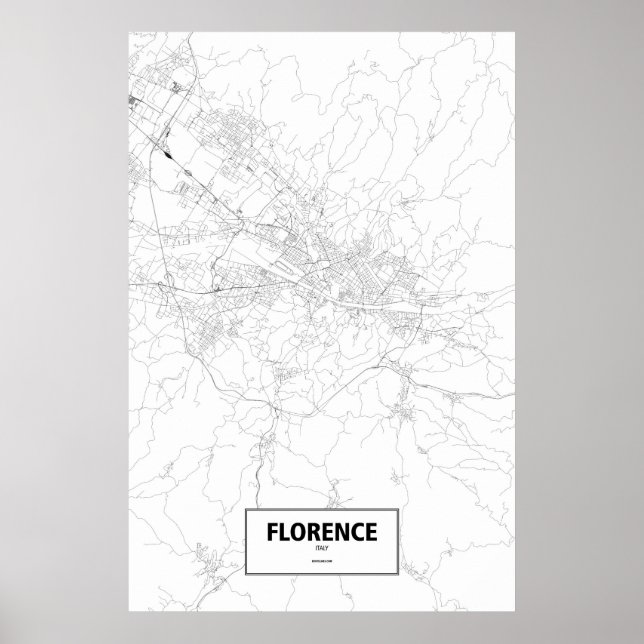 Poster Florence, Italie (noir sur blanc) (Devant)