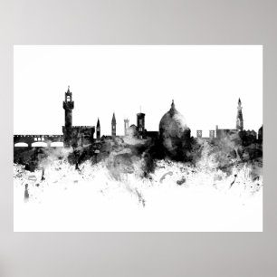 Poster Florence Italie Skyline Noir Blanc