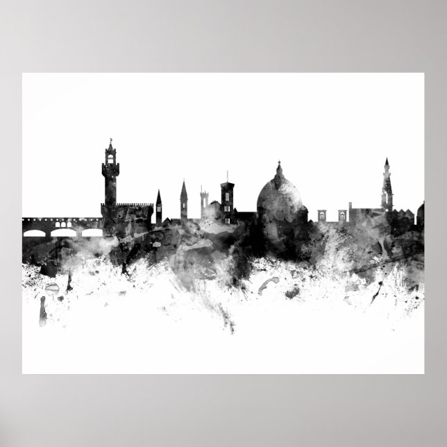 Poster Florence Italie Skyline Noir Blanc (Devant)