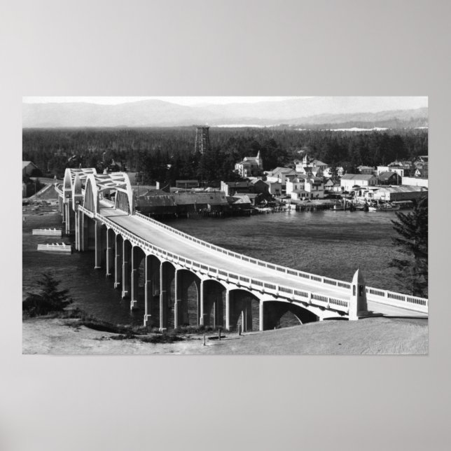 Poster Florence, Oregon Town View et Siuslaw Bridge (Devant)