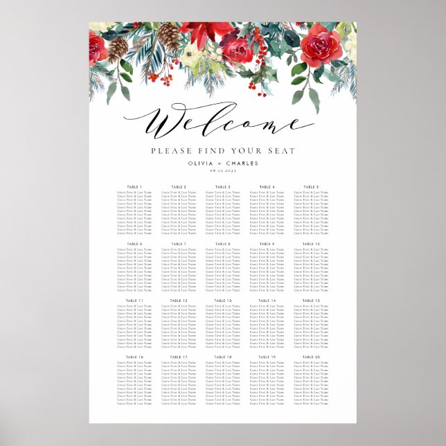 Poster Flores hivernales Garland Mariage Seing Chart (Devant)