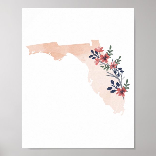 Poster Floride Aquarelle État (Devant)