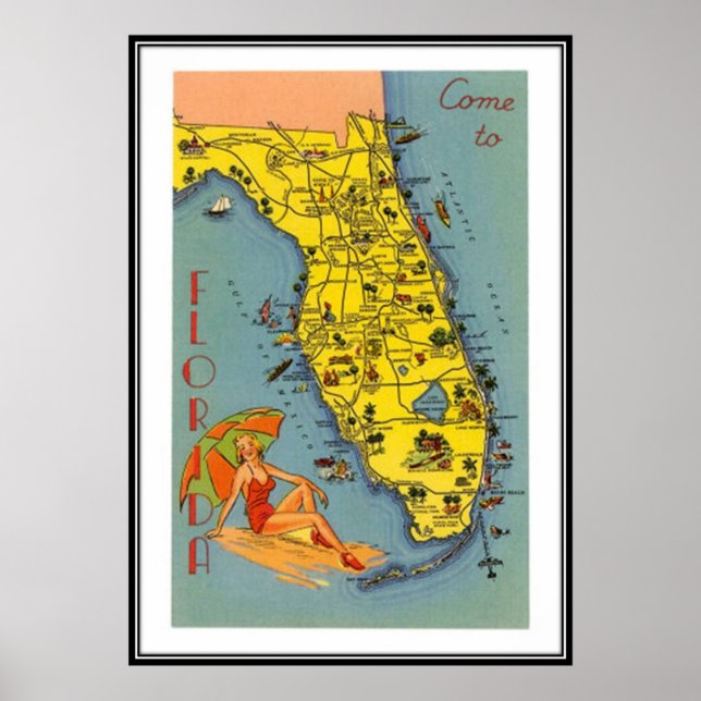 Poster Floride vintage, USA - (Devant)