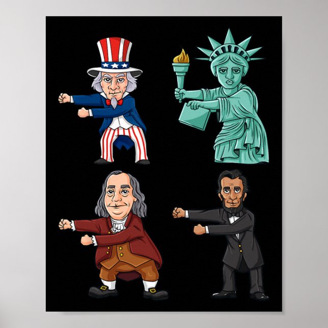 Poster Floss Like Boss Uncle Sam Ben Franklin Liberty 4 (Devant)