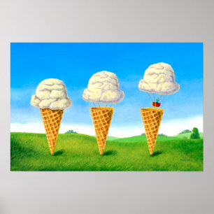 Poster Flotte de crème glacée - Balloon à air chaud peint