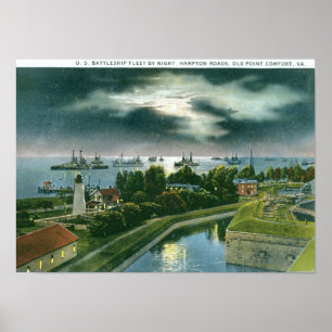 Poster Flotte de cuirassé, Hampton Roads, cru de VA