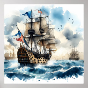 Poster flotte de navires de guerre