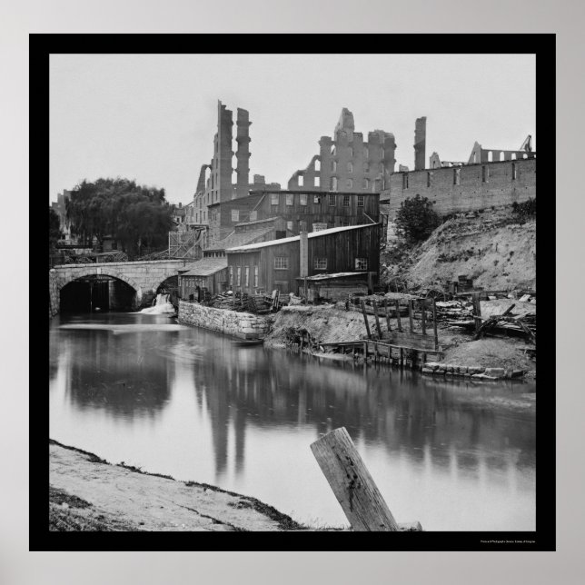 Poster Flour Mill by the James River & Richmond, VA 1865 (Devant)