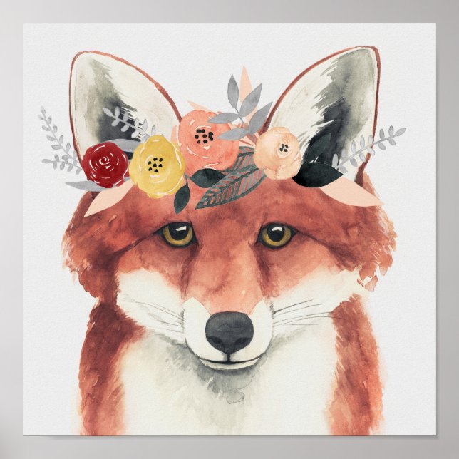 Poster Flower Crown Forester Fox (Devant)