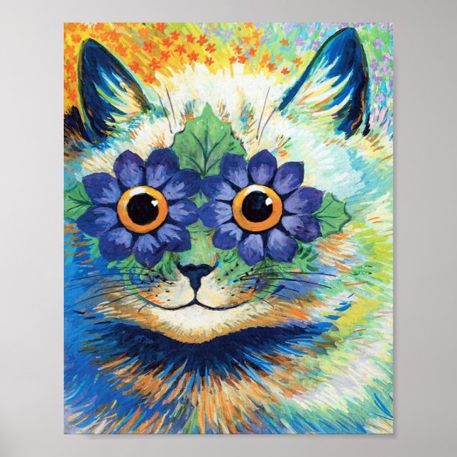Poster Flower Eyes Chat, Louis Wain (Devant)