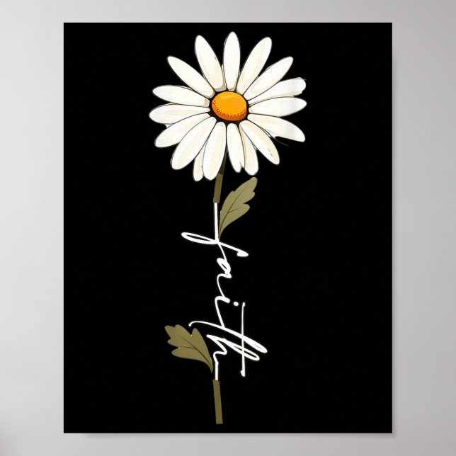 Poster Flower Faith God Cursive Writing Jesus Cross Art O (Devant)