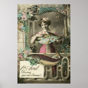 Poster Flower Fish Cornucopia Poisson d'avril