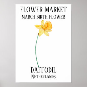 Poster Flower Market Fleur de naissance MARCH Art Imprime