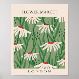 Poster Flower Market Londres Fleurs Abstraites rétro