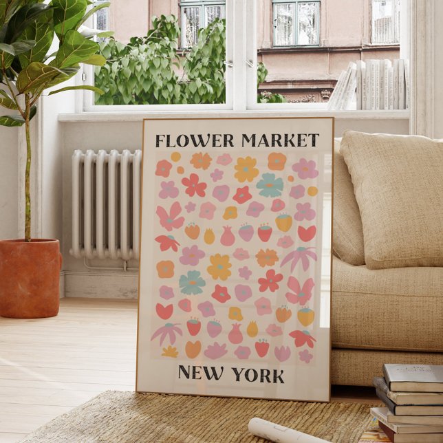 Poster Flower Market New York Spring Floral Garden (In situ Living room)