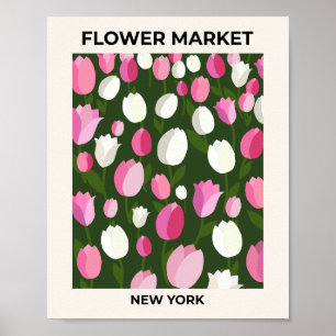 Poster Flower Market New York Tulips Nuit
