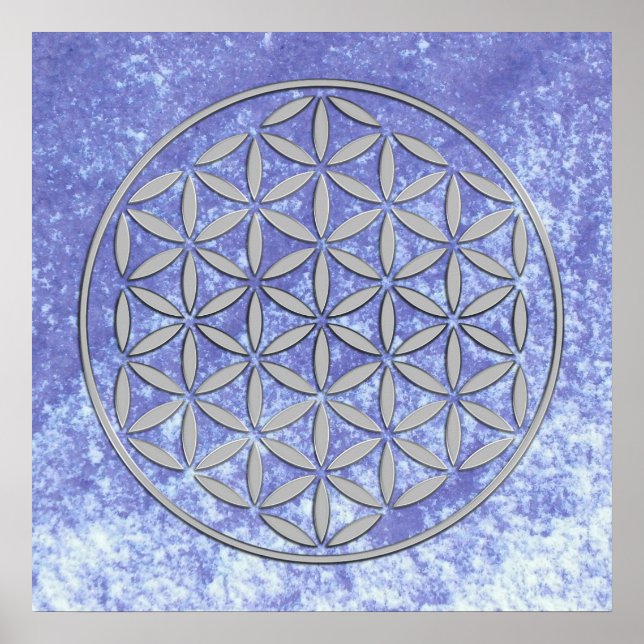 Poster Flower OF Life 2 - timbre argent (Devant)