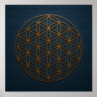Poster Flower of Life Bleu Bronze