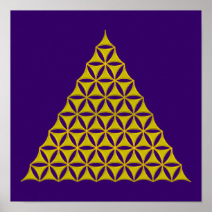 Poster Flower Of Life / Blume des Lebens - pyramid gold